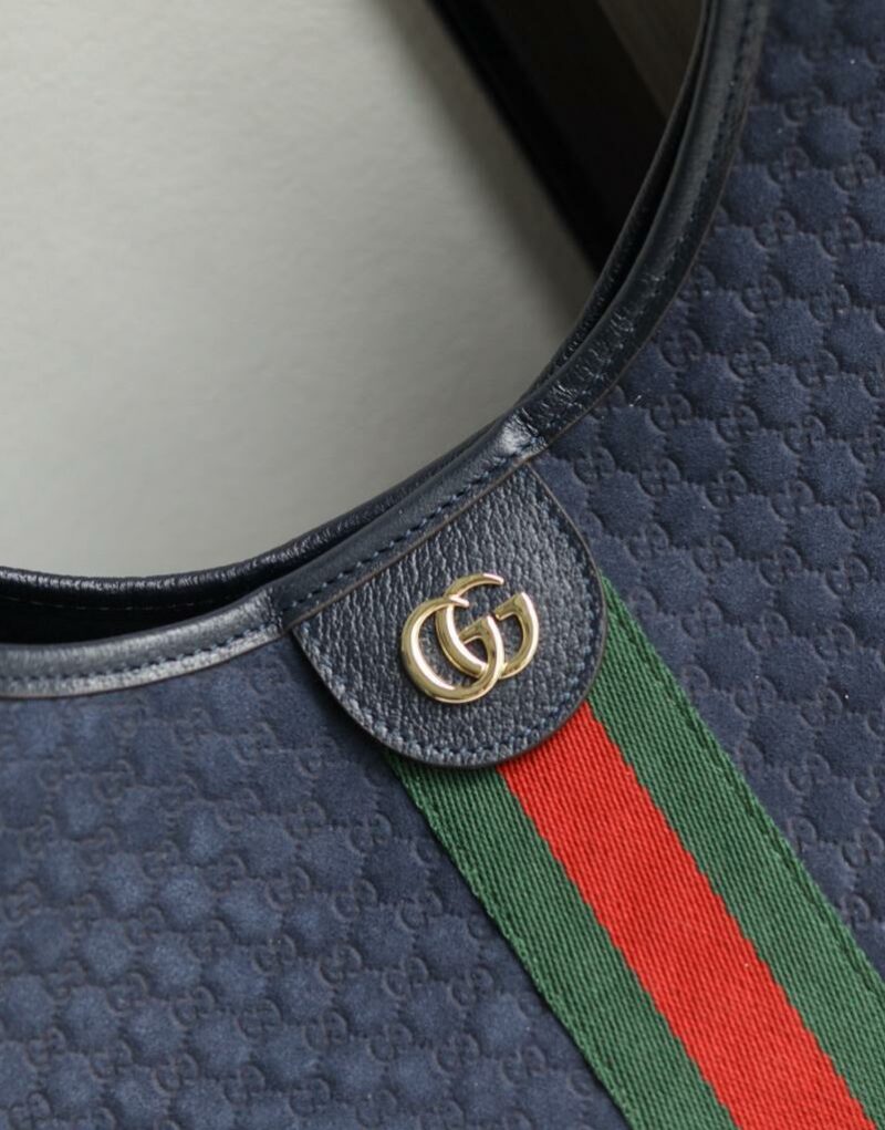 [True-to-ORIGINAL] Gucci Giglio Large Tote Bag Dark Blue GG Suede For Women 23.6in/60cm ‎‎‎853971 CAABV 4541