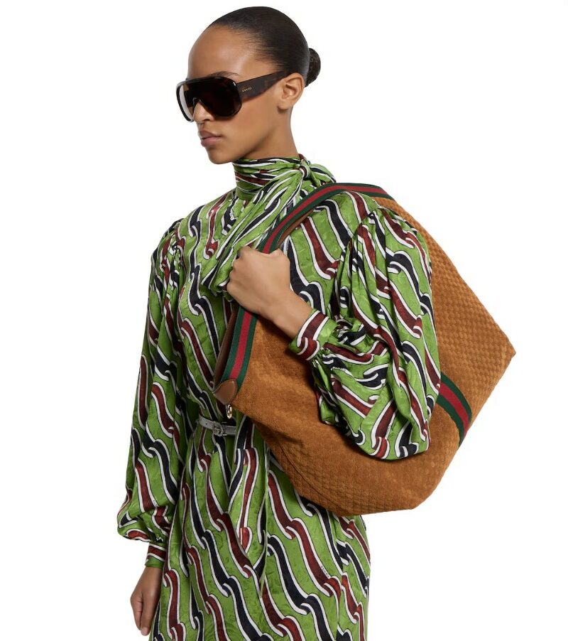 [True-to-ORIGINAL] Gucci Giglio Large Tote Bag Brown GG Suede For Women 23.6in/60cm ‎‎‎853971 CAAB8 2147