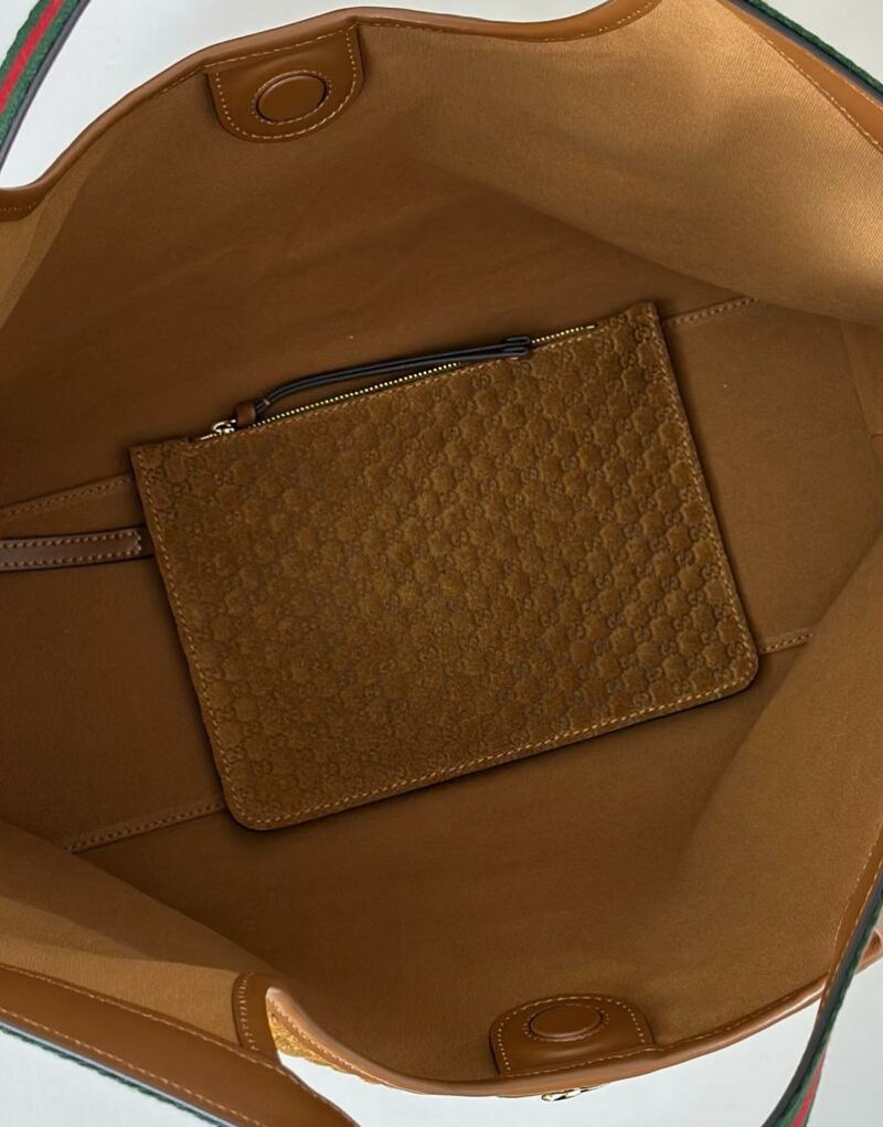 [True-to-ORIGINAL] Gucci Giglio Large Tote Bag Brown GG Suede For Women 23.6in/60cm ‎‎‎853971 CAAB8 2147