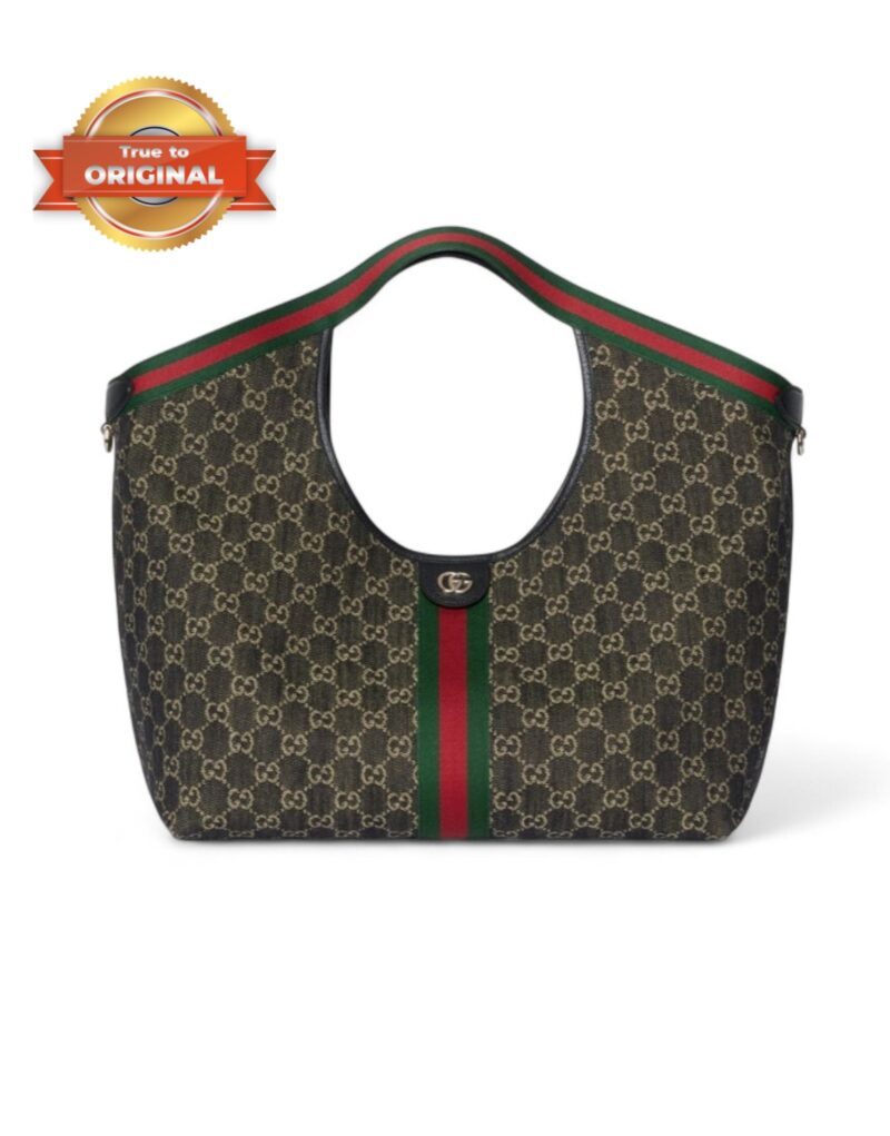 [True-to-ORIGINAL] Gucci Giglio Large Tote Bag Black GG Denim For Women 23.6in/60cm ‎‎853971 FAFYU 1155