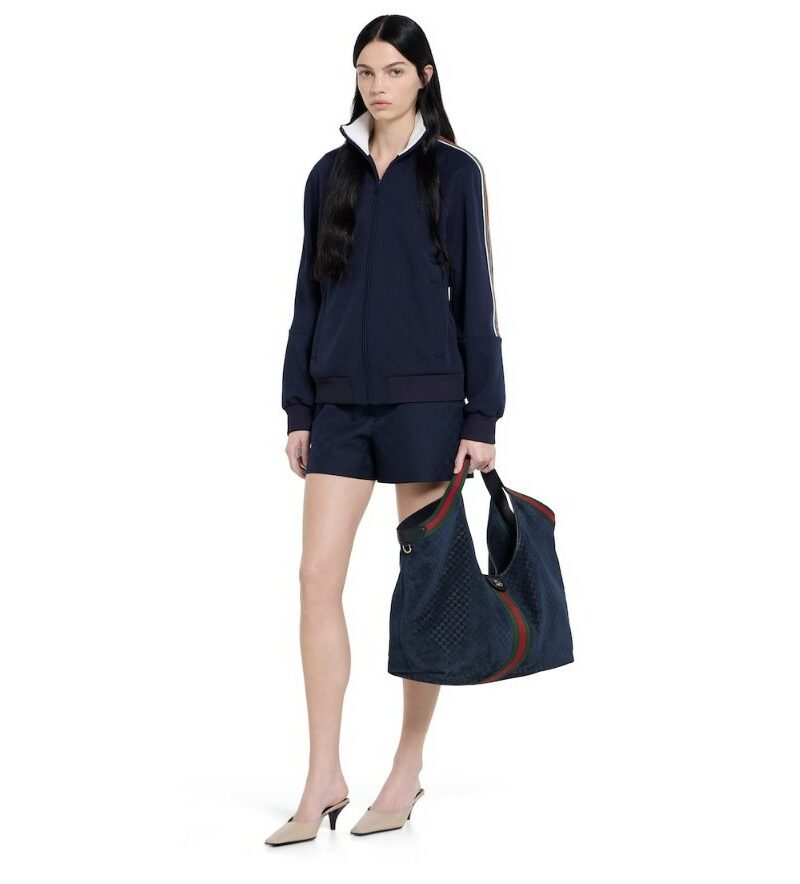 [True-to-ORIGINAL] Gucci Giglio Large Tote Bag Dark Blue GG Suede For Women 23.6in/60cm ‎‎‎853971 CAABV 4541