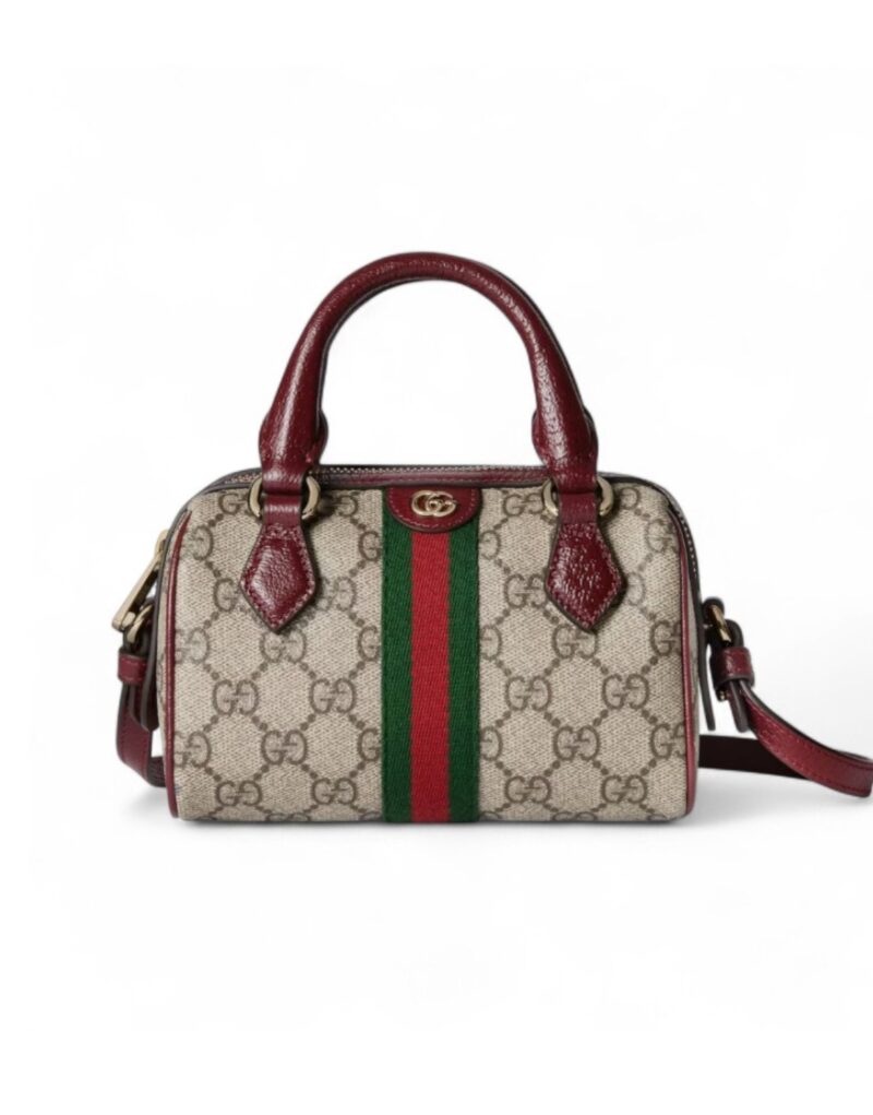 Gucci Ophidia Mini Boston Bag Beige And Brown GG For Women 6.3in/16cm 838478 FAE0P 9789