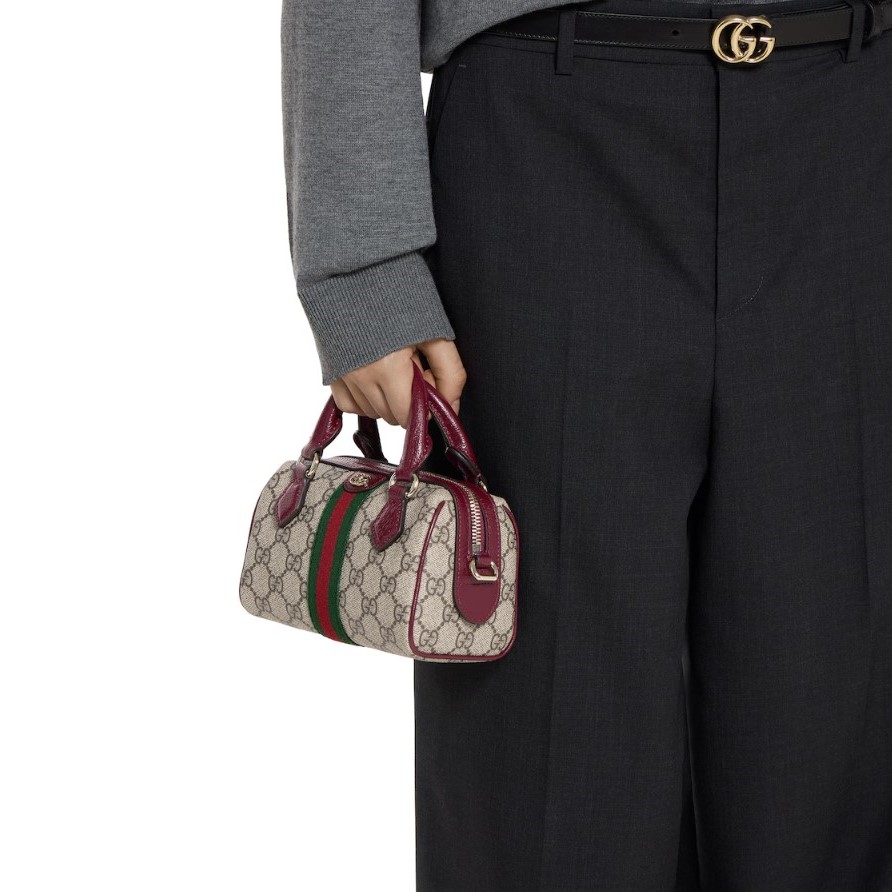 Gucci Ophidia Mini Boston Bag Beige And Brown GG For Women 6.3in/16cm 838478 FAE0P 9789