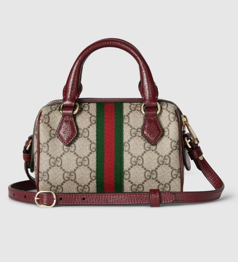 Gucci Ophidia Mini Boston Bag Beige And Brown GG For Women 6.3in/16cm 838478 FAE0P 9789