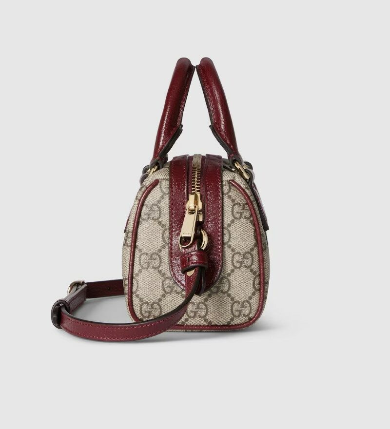 Gucci Ophidia Mini Boston Bag Beige And Brown GG For Women 6.3in/16cm 838478 FAE0P 9789