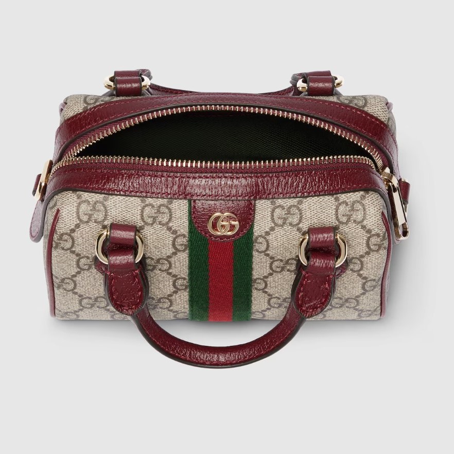 Gucci Ophidia Mini Boston Bag Beige And Brown GG For Women 6.3in/16cm 838478 FAE0P 9789