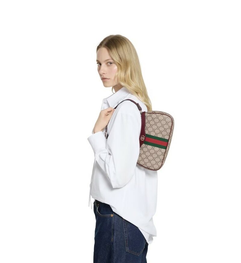 Gucci Ophidia Small Shoulder Bag Beige And Brown GG For Women 10.2in/26cm 841341 FAE0J 9789