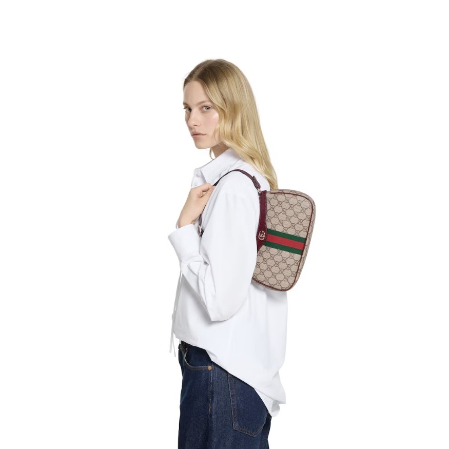 Gucci Ophidia Small Shoulder Bag Beige And Brown GG For Women 10.2in/26cm 841341 FAE0J 9789