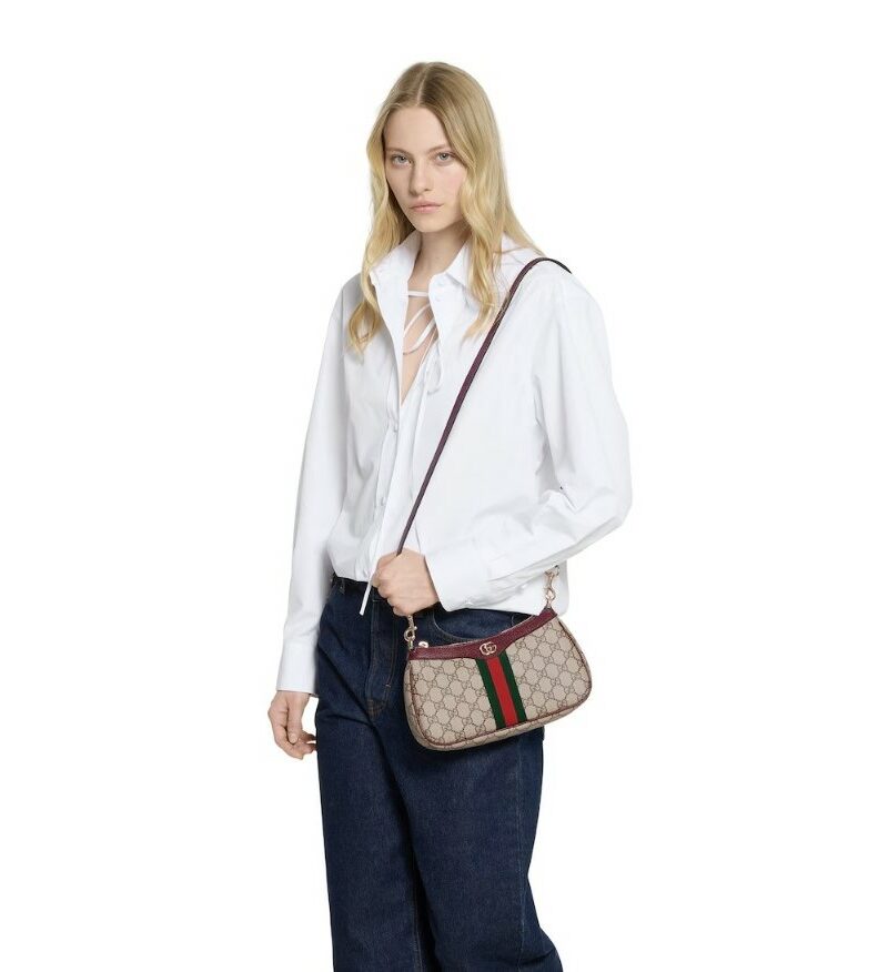 Gucci Ophidia Small Shoulder Bag Beige And Brown GG For Women 10.2in/26cm 841341 FAE0J 9789