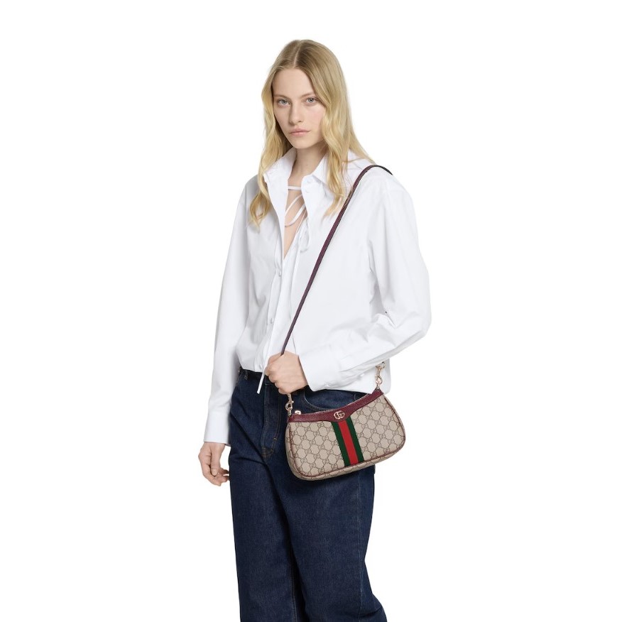 Gucci Ophidia Small Shoulder Bag Beige And Brown GG For Women 10.2in/26cm 841341 FAE0J 9789