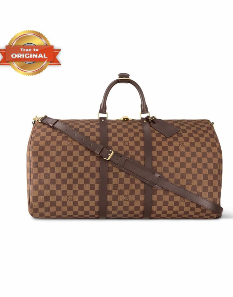 [True-to-ORIGINAL] Louis Vuitton Keepall Bandoulière 55 Damier Ebene Canvas Bag Brown For Men 21,7in/55cm N41414