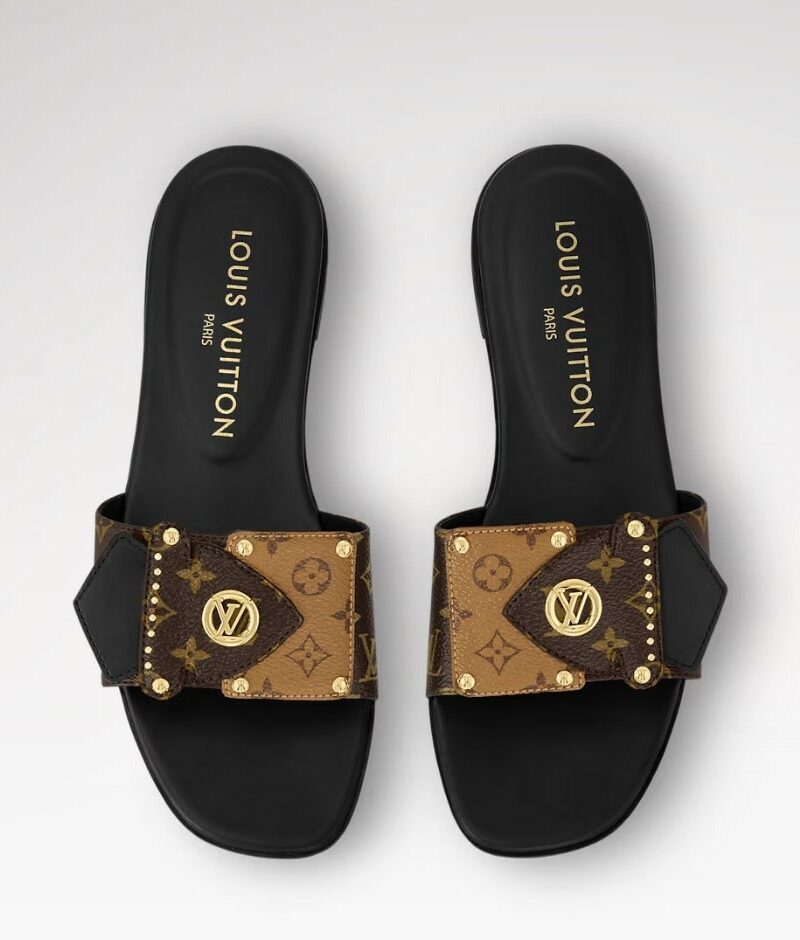 Louis Vuitton LV Frame Flat Mule Black For Women 1ACXWB