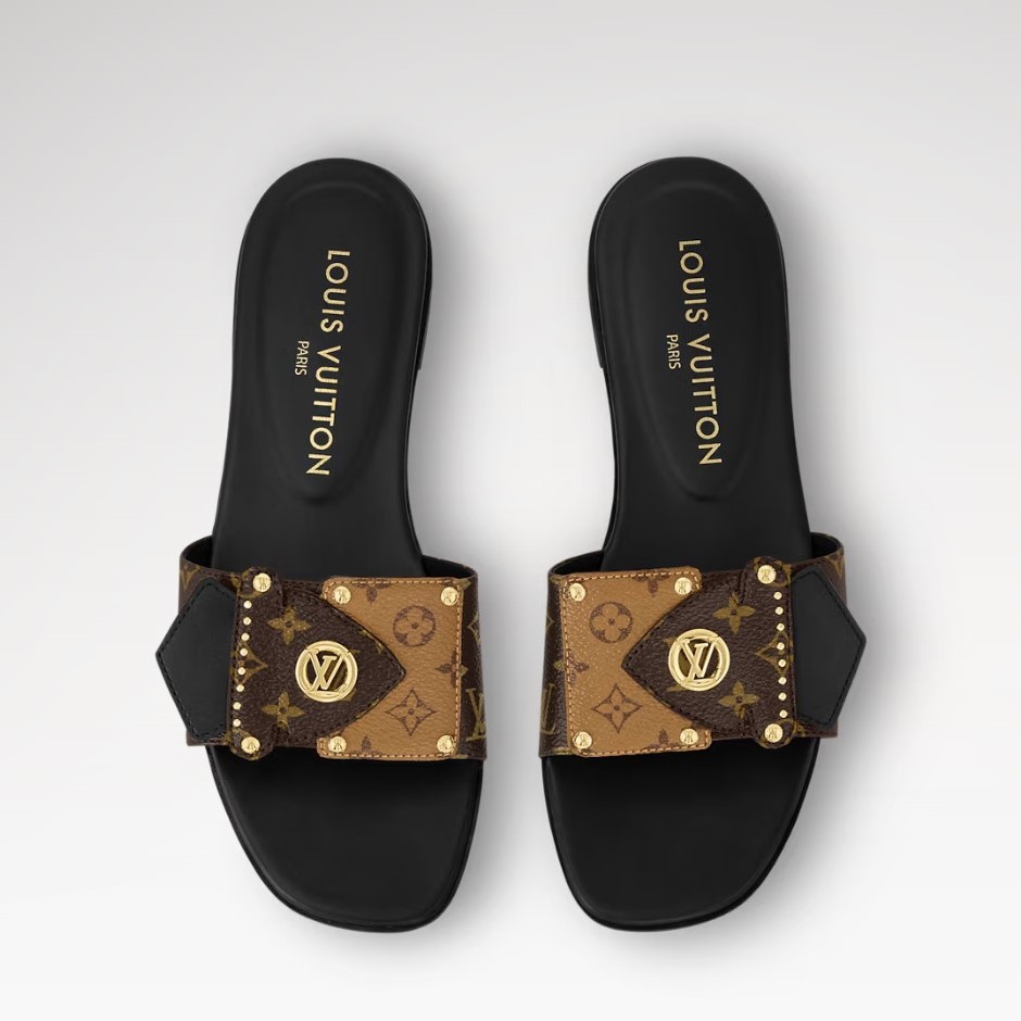 Louis Vuitton LV Frame Flat Mule Black For Women 1ACXWB