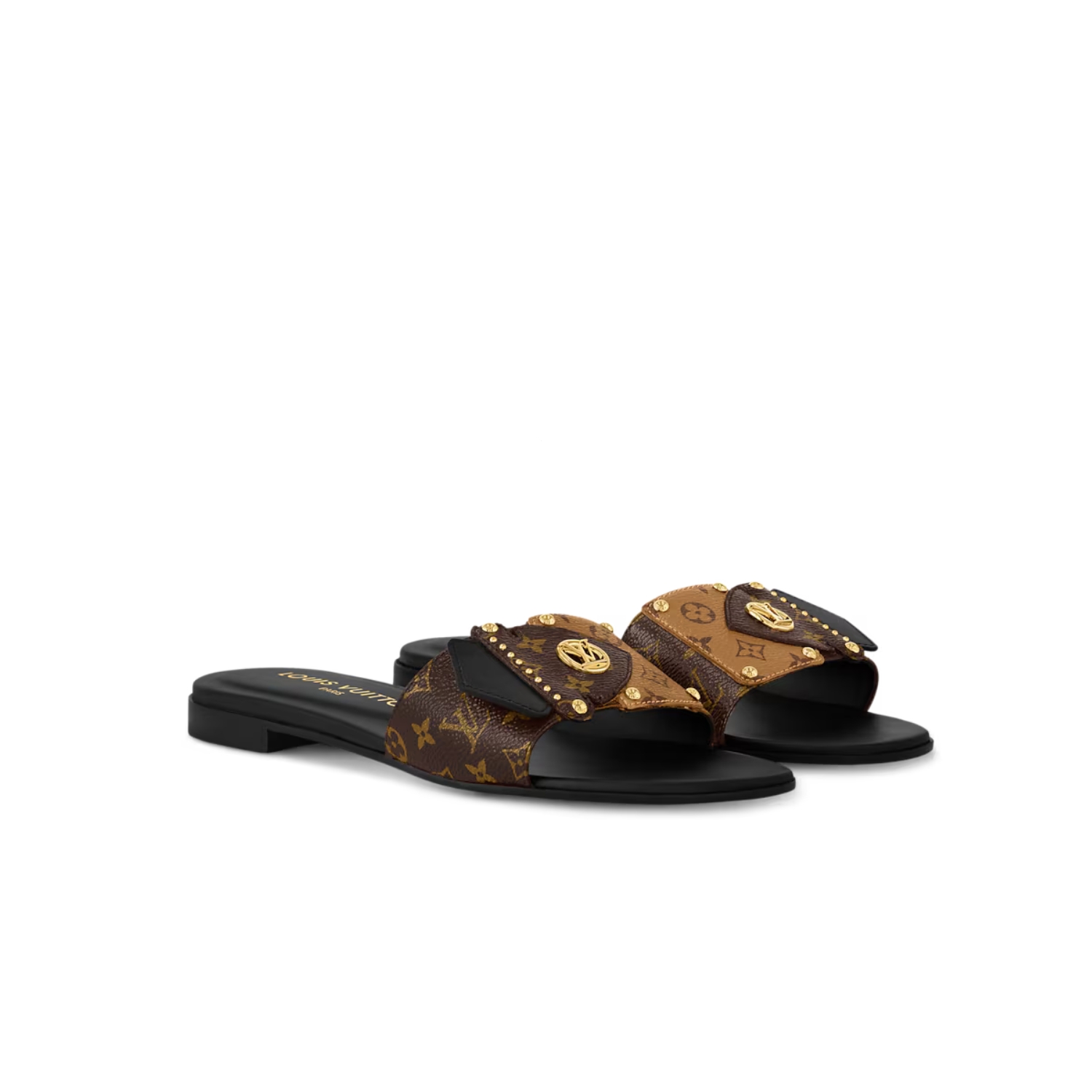 Louis Vuitton LV Frame Flat Mule Black For Women 1ACXWB