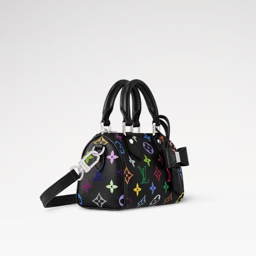 Travel Set Louis Vuitton LV x TM: Nano Speedy Bag Multicolore Noir + Reversible Superflat Bucket Hat Black For Women