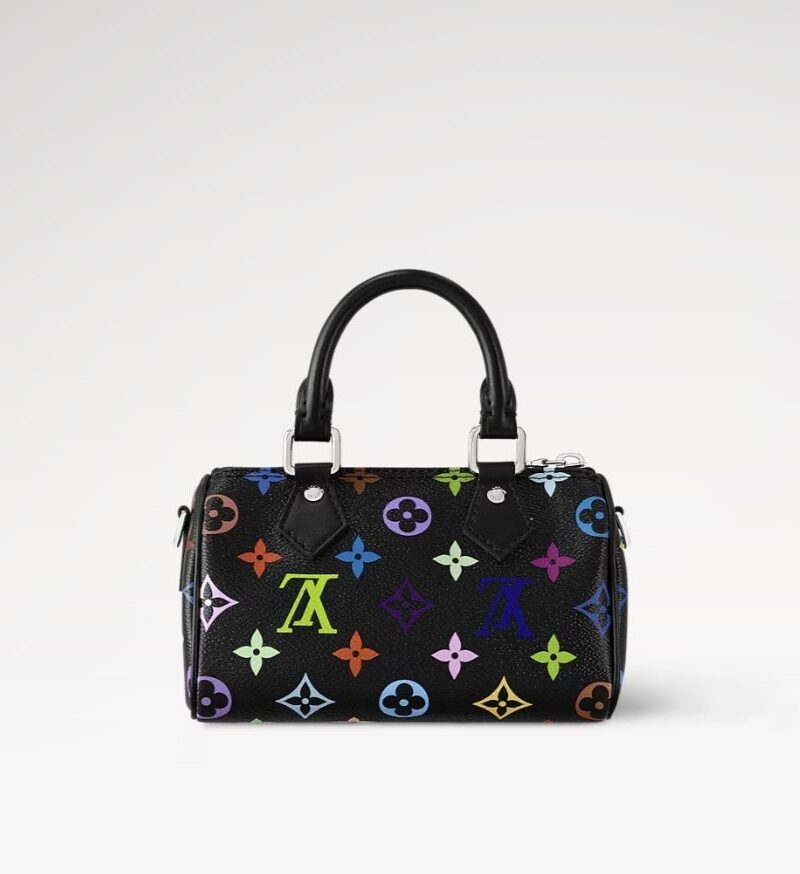 Travel Set Louis Vuitton LV x TM: Nano Speedy Bag Multicolore Noir + Reversible Superflat Bucket Hat Black For Women