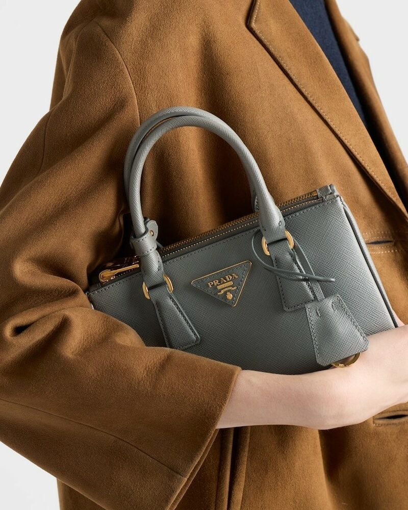 [True-to-ORIGINAL] Prada Galleria Mini Saffiano Leather Bag Slate Gray For Women 8.3in/21cm ‎‎‎1BA916_NZV_F0480_V_EOO