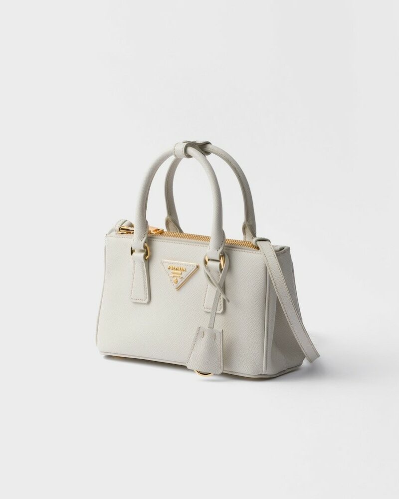 [True-to-ORIGINAL] Prada Galleria Mini Saffiano Leather Bag Chalk White For Women 8.3in/21cm ‎‎‎1BA916_NZV_F0K74_V_EOO