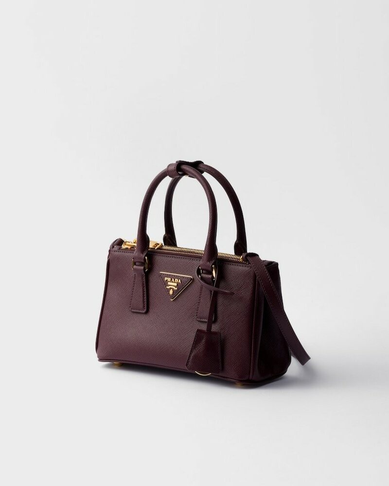 [True-to-ORIGINAL] Prada Galleria Mini Saffiano Leather Bag Burgundy For Women 8.3in/21cm ‎‎‎1BA916_NZV_F0007_V_EOO