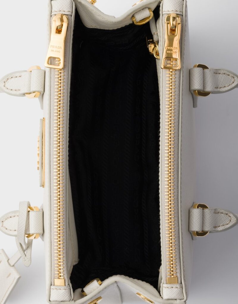 [True-to-ORIGINAL] Prada Galleria Mini Saffiano Leather Bag Chalk White For Women 8.3in/21cm ‎‎‎1BA916_NZV_F0K74_V_EOO