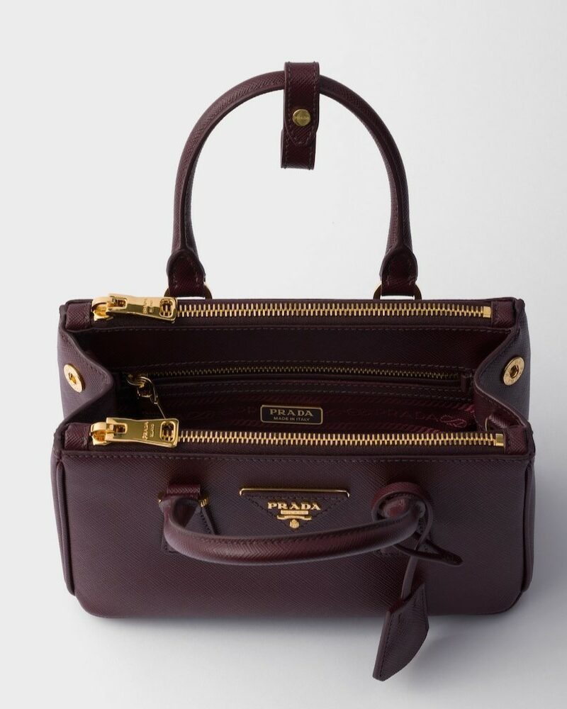 [True-to-ORIGINAL] Prada Galleria Mini Saffiano Leather Bag Burgundy For Women 8.3in/21cm ‎‎‎1BA916_NZV_F0007_V_EOO