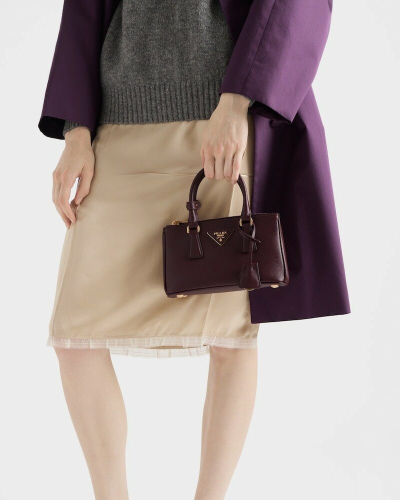 [True-to-ORIGINAL] Prada Galleria Mini Saffiano Leather Bag Burgundy For Women 8.3in/21cm ‎‎‎1BA916_NZV_F0007_V_EOO