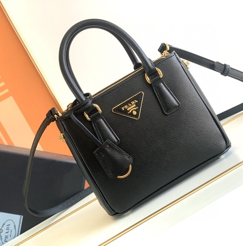 [True-to-ORIGINAL] Prada Galleria Saffiano Mini Bag Black For Women 7.8in/20cm 1BA906_NZV_F0002_V_EOM