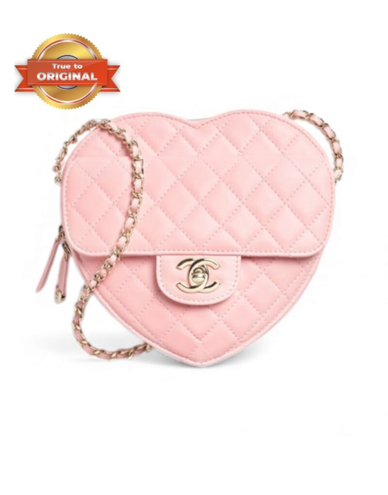 [True-to-ORIGINAL] Chanel Heart Bag Light Pink For Women 8.1in/18cm‎ AS5764-B07958-U2360