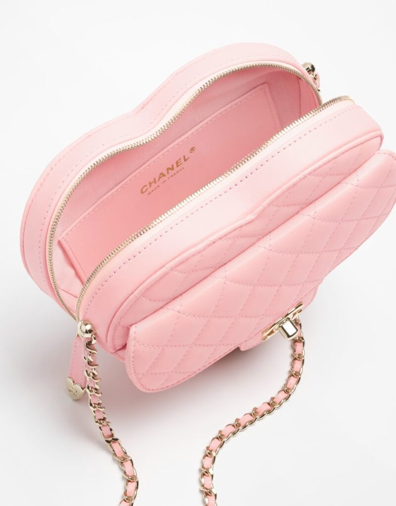 [True-to-ORIGINAL] Chanel Heart Bag Light Pink For Women 8.1in/18cm‎ AS5764-B07958-U2360
