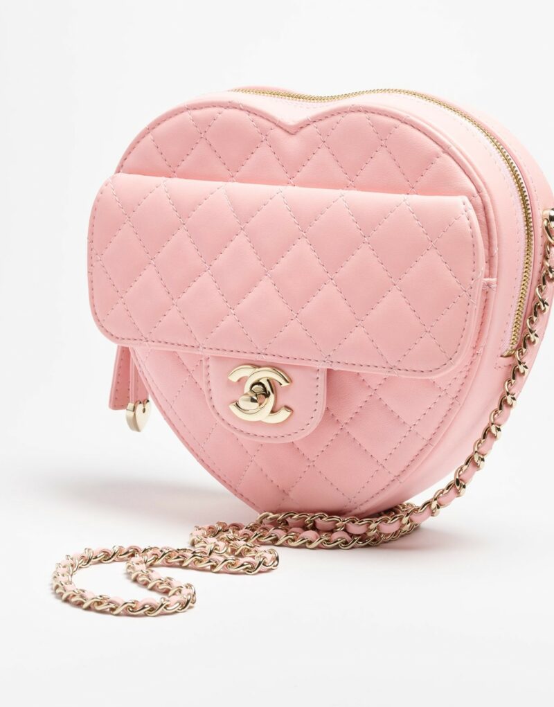 [True-to-ORIGINAL] Chanel Heart Bag Light Pink For Women 8.1in/18cm‎ AS5764-B07958-U2360
