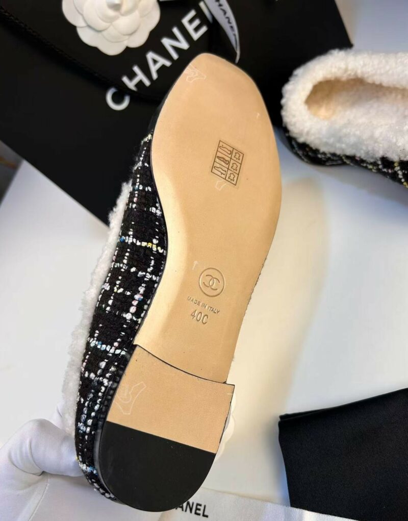 Chanel Shearling Ballet Flats Black For Women