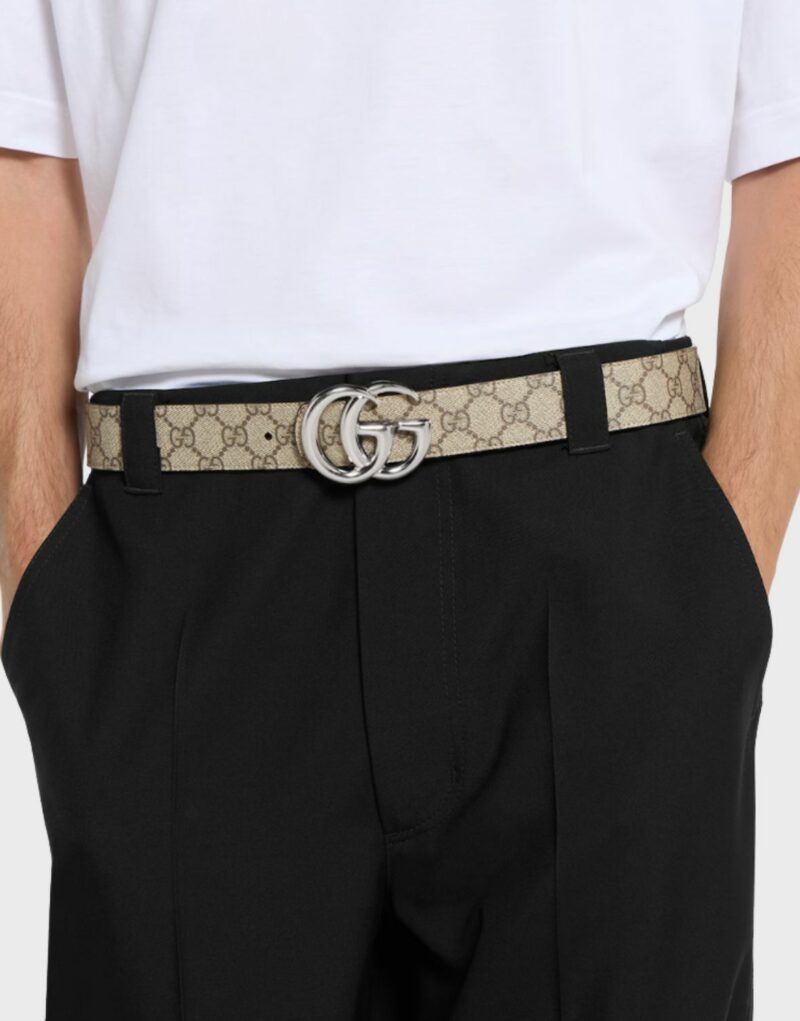 Gucci Reversible GG Marmont Belt Beige Silver Hardware 3.8cm/1.5in - 838593 FAE0Y 9870