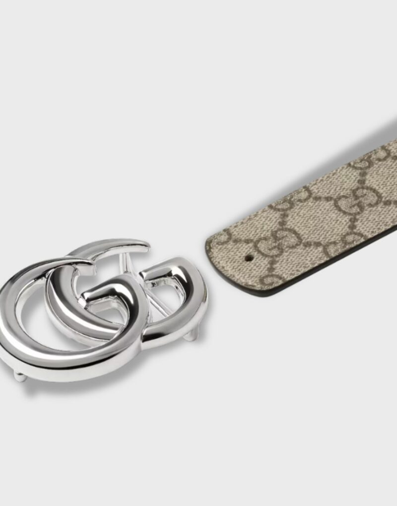 Gucci Reversible GG Marmont Belt Beige Silver Hardware 3.8cm/1.5in - 838593 FAE0Y 9870