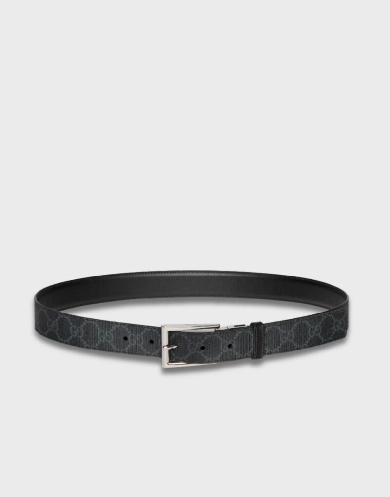 Gucci Reversible With Rectangular Buckle Belt Black Silver-toned Hardware For Men 3cm/1.2in - 771105 BTTAN 1000