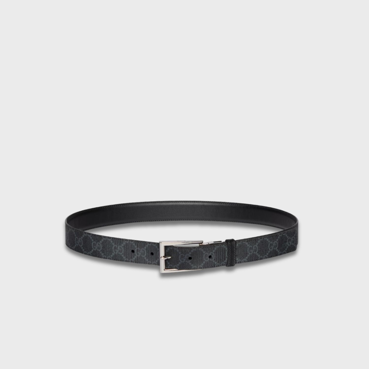 Gucci Reversible With Rectangular Buckle Belt Black Silver-toned Hardware For Men 3cm/1.2in - 771105 BTTAN 1000