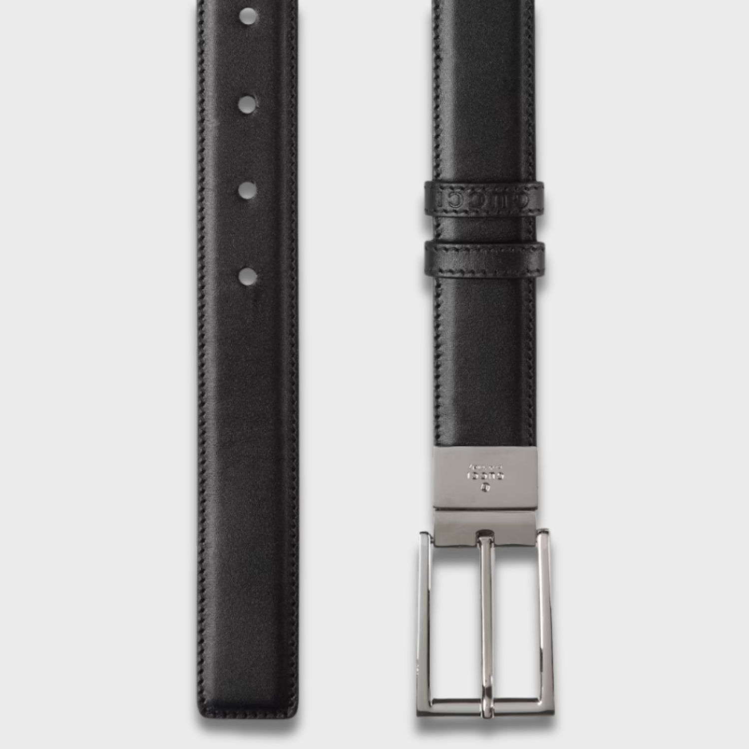 Gucci Reversible With Rectangular Buckle Belt Black Silver-toned Hardware For Men 3cm/1.2in - 771105 BTTAN 1000