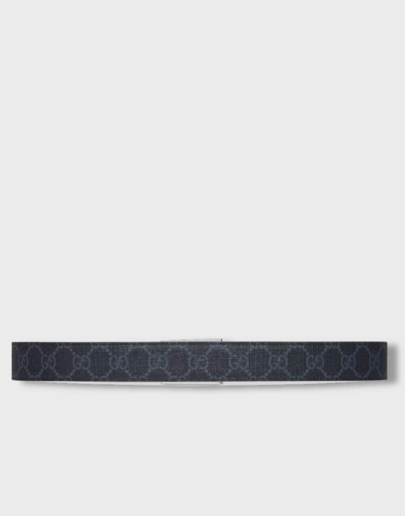 Gucci Reversible With Rectangular Buckle Belt Black Silver-toned Hardware For Men 3cm/1.2in - 771105 BTTAN 1000