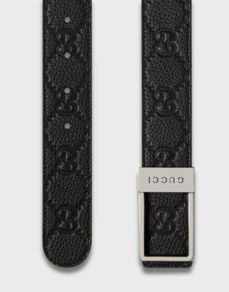 Gucci Reversible With Rectangular Belt Silver-toned Hardware For Men 3.5cm/1.4in - 820724 AAE5X 1000
