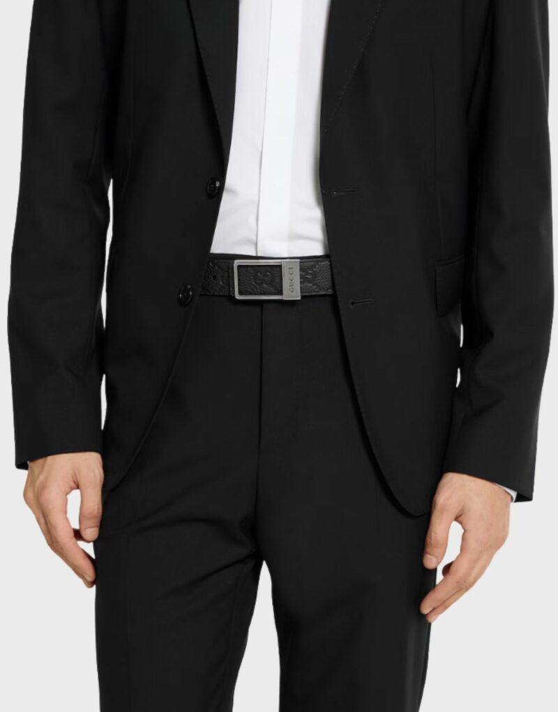 Gucci Reversible With Rectangular Belt Silver-toned Hardware For Men 3.5cm/1.4in - 820724 AAE5X 1000