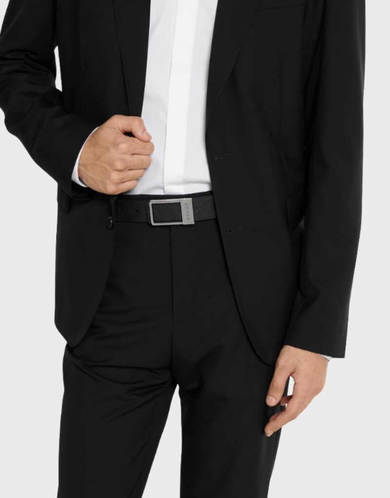 Gucci Reversible With Rectangular Belt Silver-toned Hardware For Men 3.5cm/1.4in - 820724 AAE5X 1000