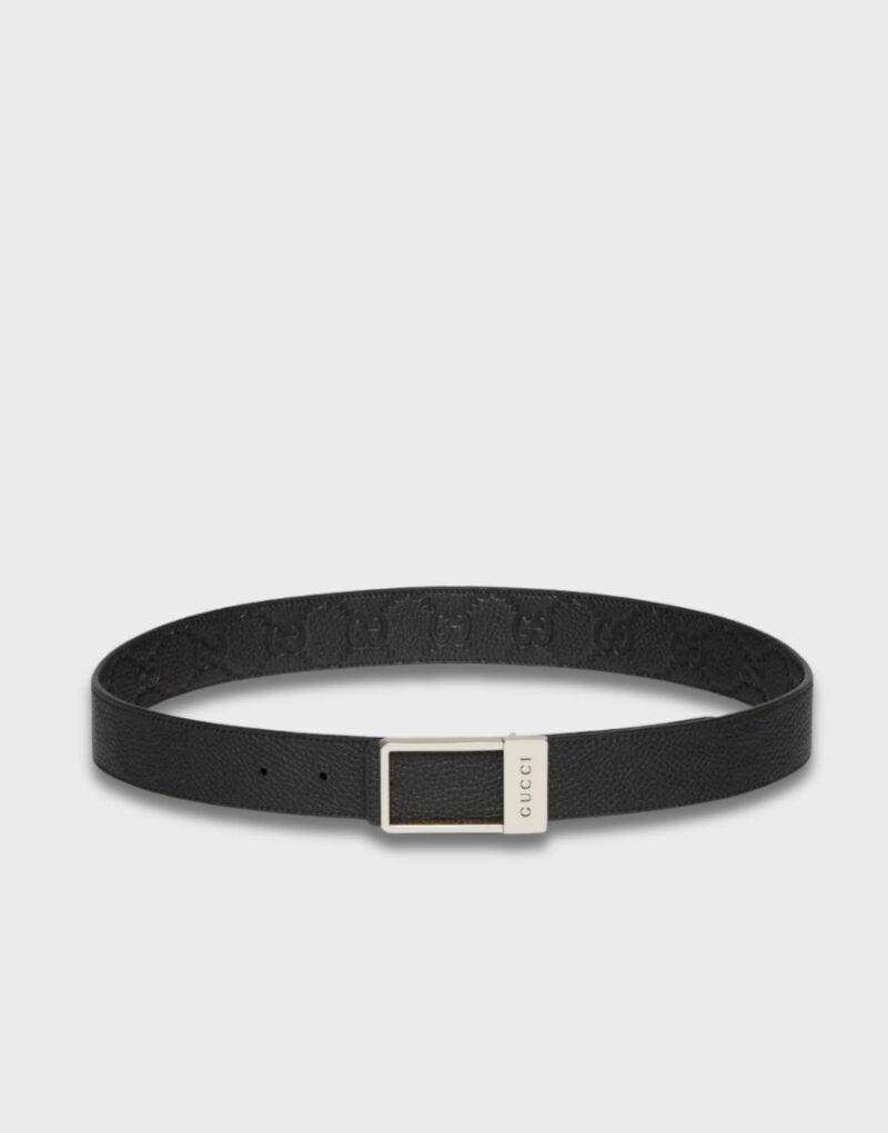 Gucci Reversible With Rectangular Belt Silver-toned Hardware For Men 3.5cm/1.4in - 820724 AAE5X 1000