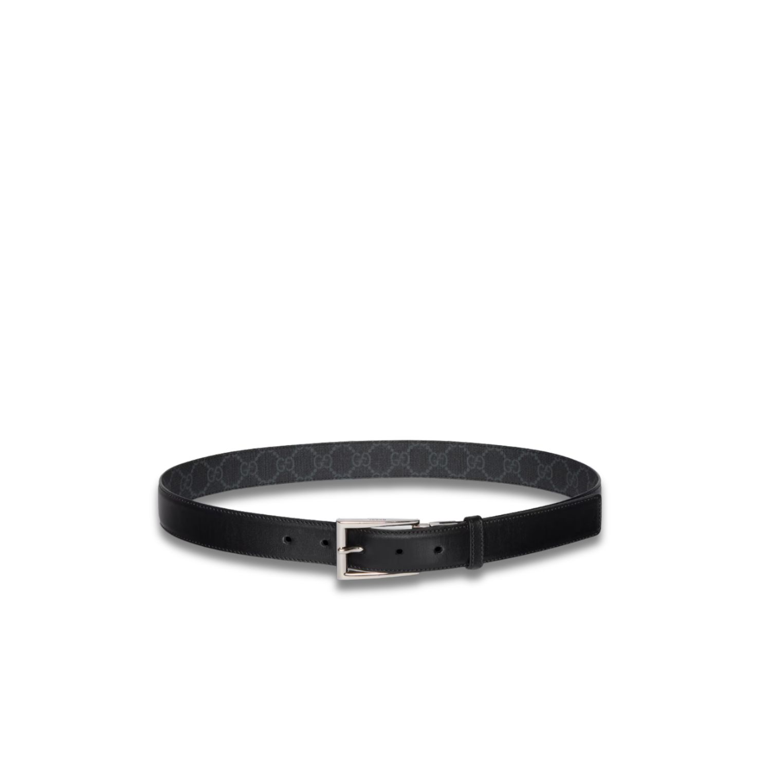 Gucci Reversible With Rectangular Buckle Belt Black Silver-toned Hardware For Men 3cm/1.2in - 771105 BTTAN 1000