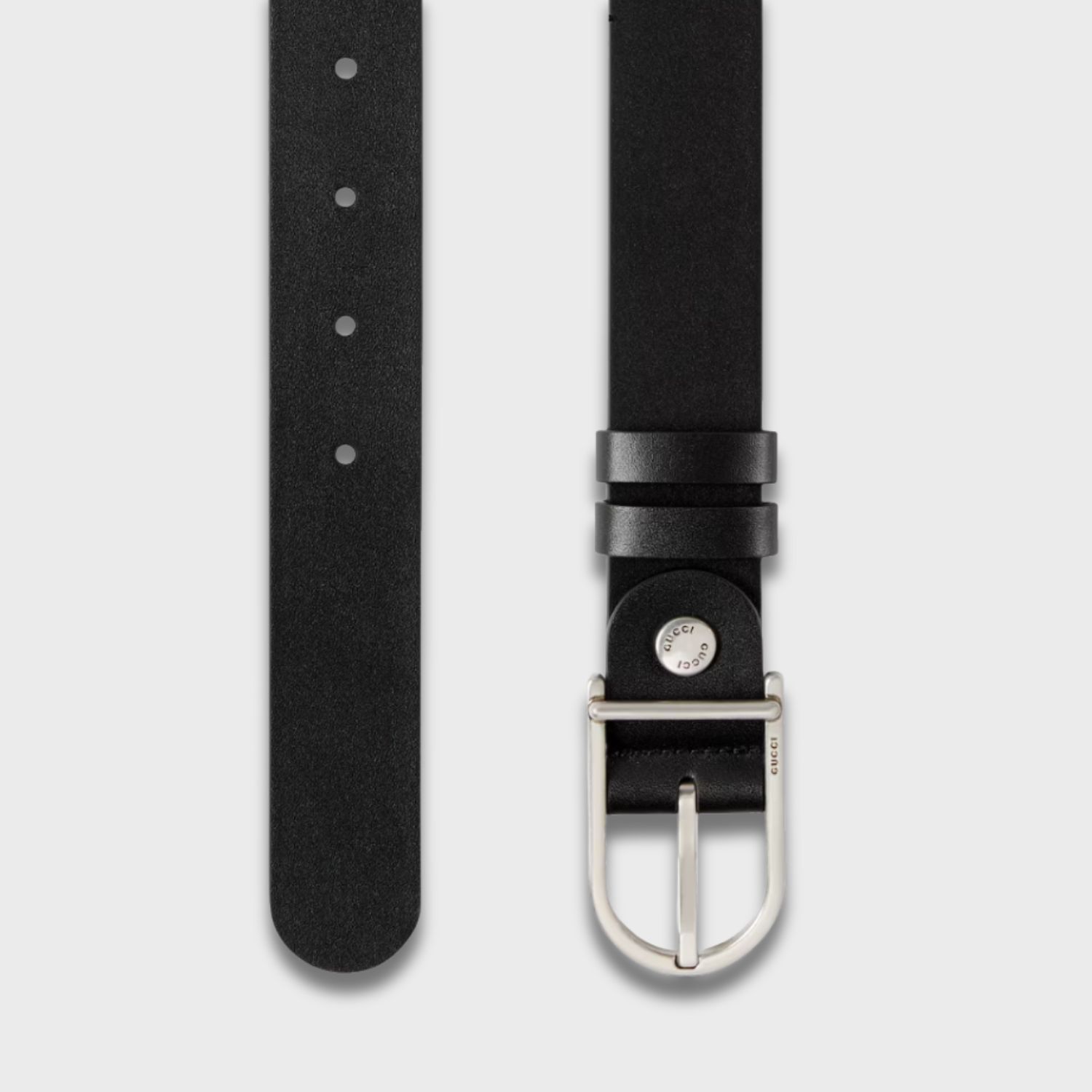Gucci Reversible Belt With Rounded Buckle Black Silver Hardware 2.7cm/1.1in - 854734 AAFDV 1000