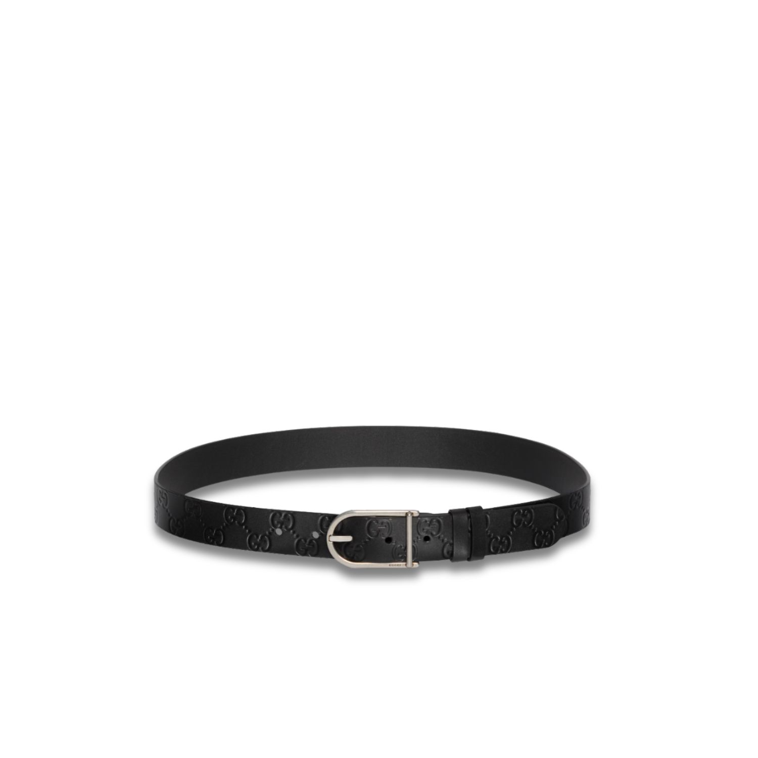 Gucci Reversible Belt With Rounded Buckle Black Silver Hardware 2.7cm/1.1in - 854734 AAFDV 1000