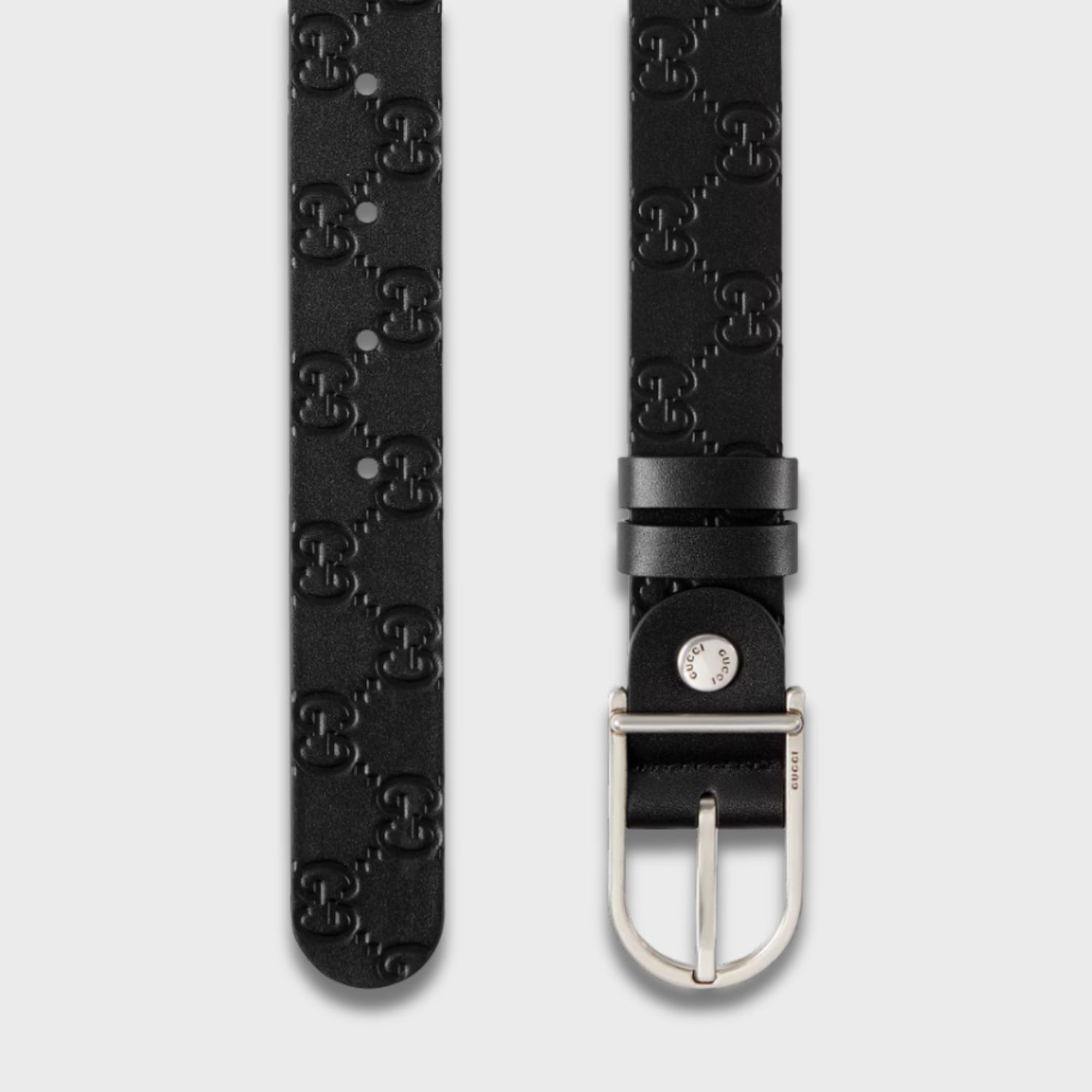 Gucci Reversible Belt With Rounded Buckle Black Silver Hardware 2.7cm/1.1in - 854734 AAFDV 1000