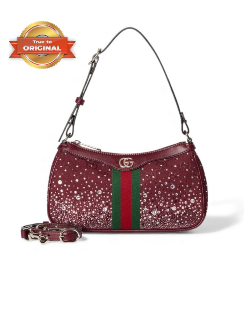 [True-to-ORIGINAL] Gucci Ophidia Crystals Small Shoulder Bag For Women 10.2in/26cm 841341 FAFFA 8541