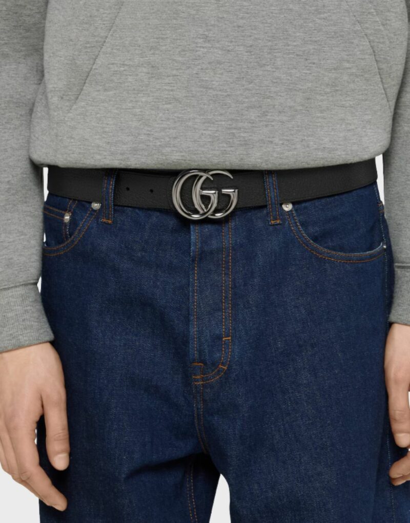 Gucci Reversible GG Marmont Belt Black Silver Hardware 3.8cm/1.5in - 838593 FAEWZ 1000