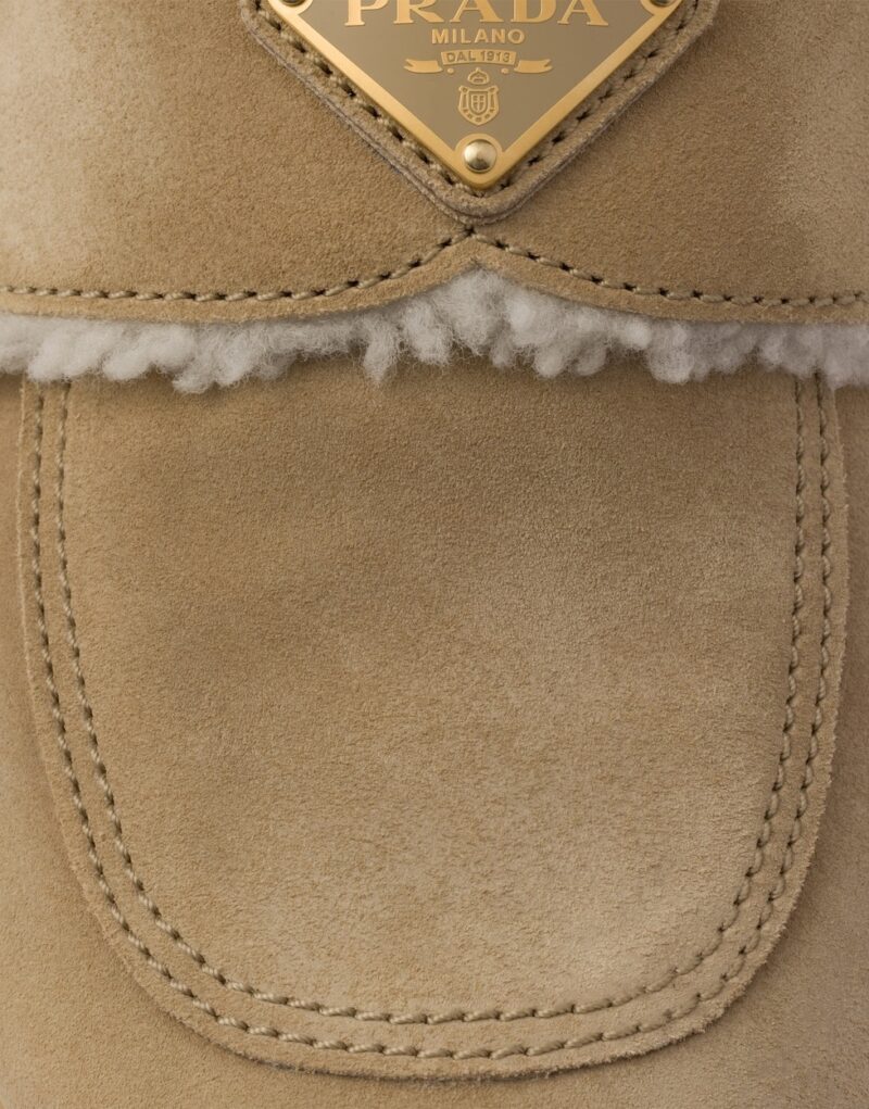 Prada Suede And Shearling Slippers Ecru For Women 1S711M_X0O_F0379_F_ZG20