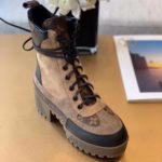 Louis Vuitton Laureate Desert Boot Patent Monogram Material Brown For Women LV 1A4XYE
