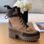 Louis Vuitton Laureate Desert Boot Patent Monogram Material Brown For Women LV 1A4XYE